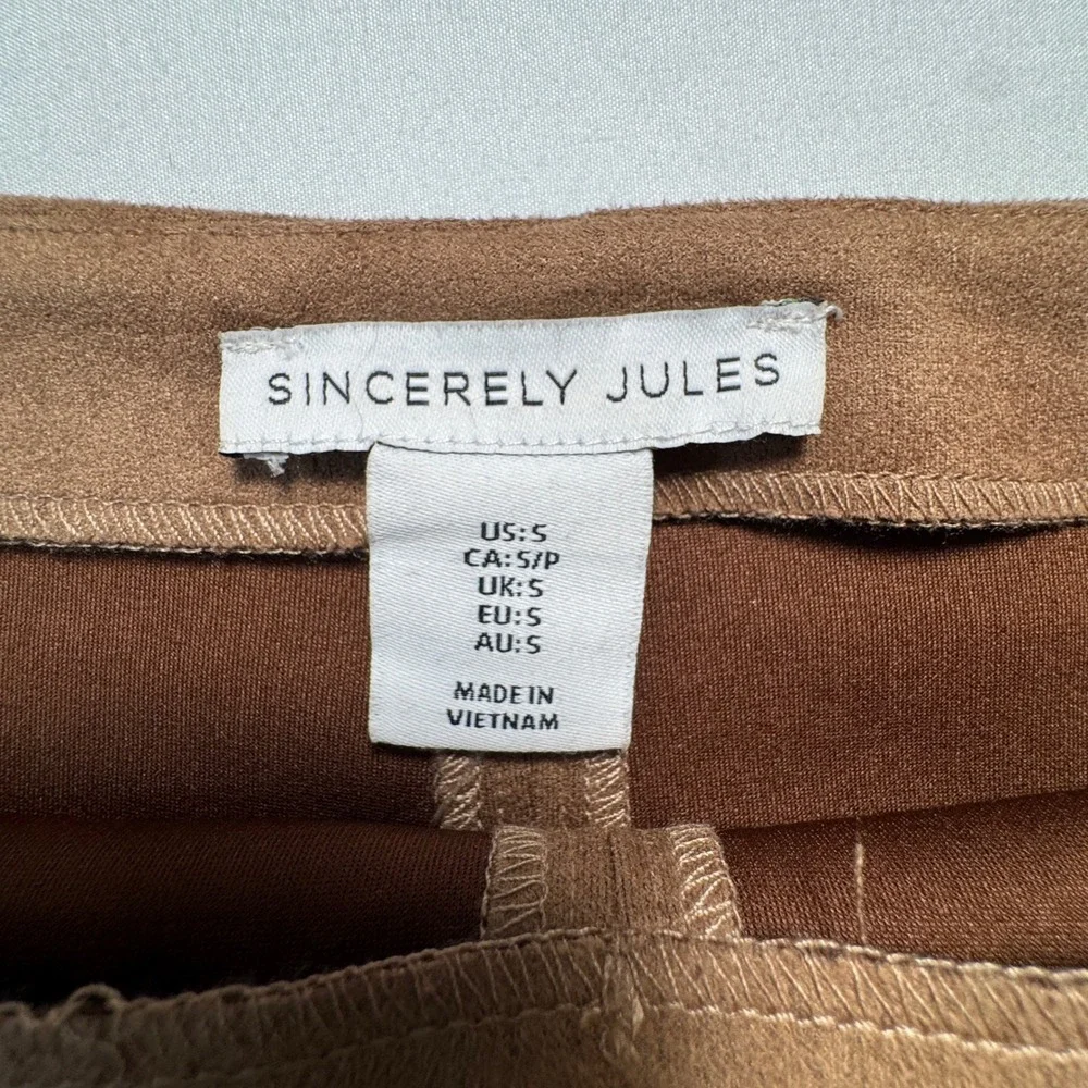 Sincerely Jules Mini Skirt Faux Suede Brown Side Zipper WomensSmall